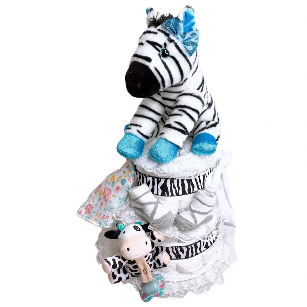 Zebra Baby Girl Diaper Cake